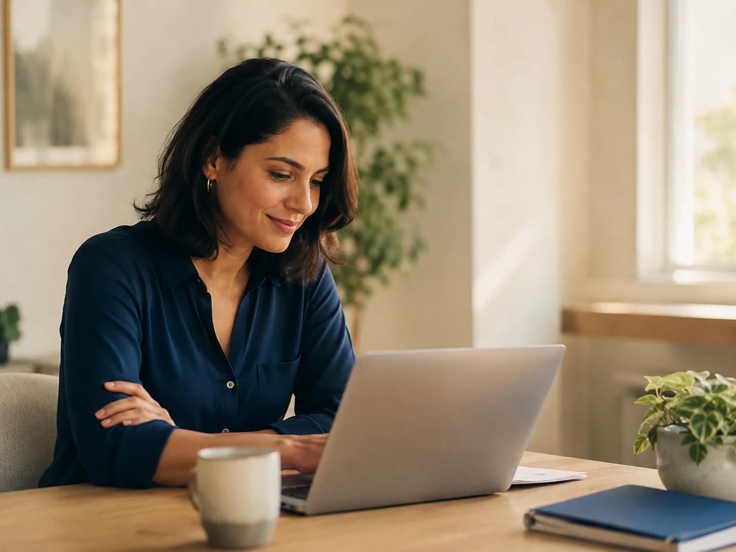 A professional updating their LinkedIn profile on a laptop