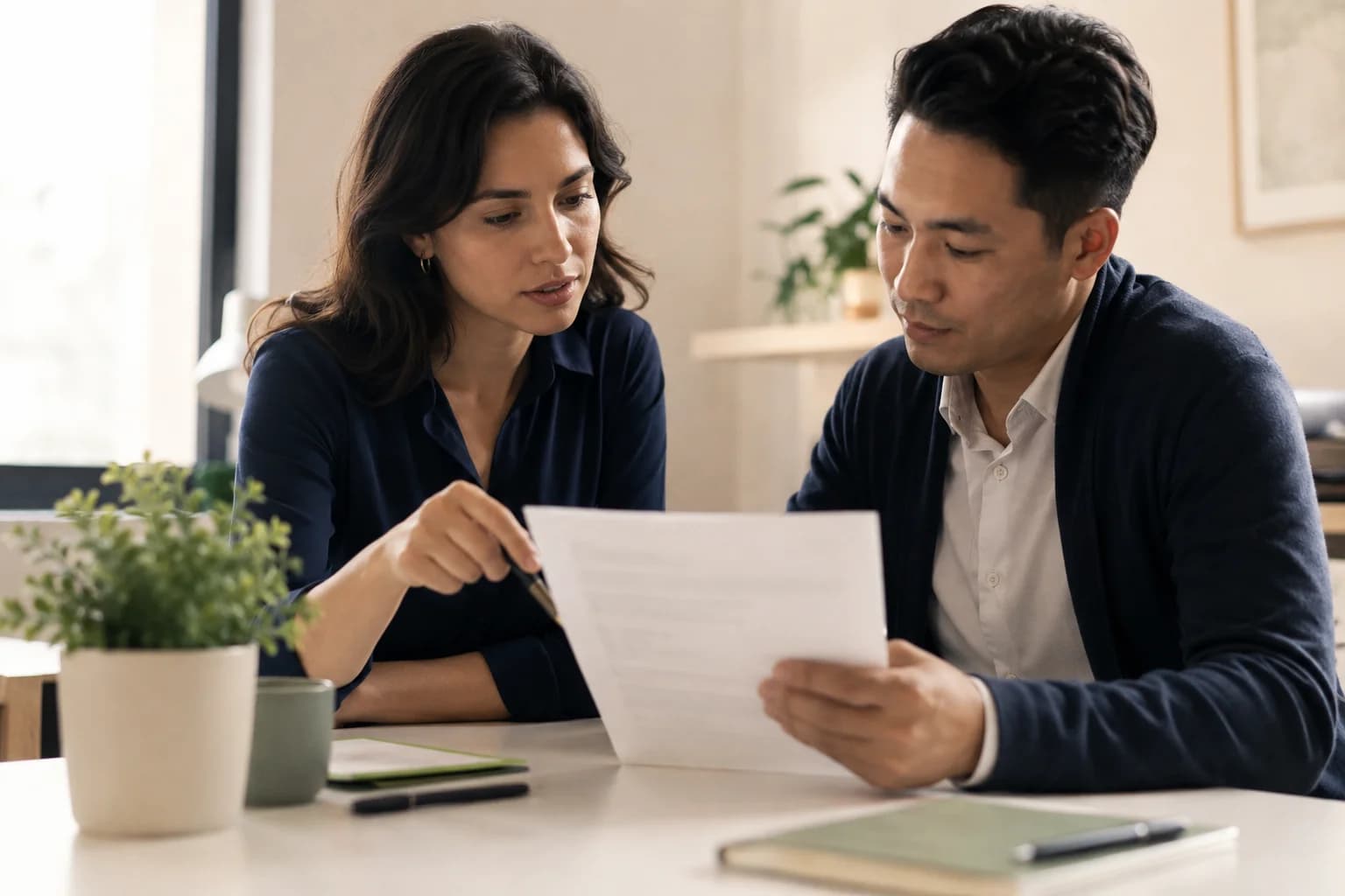 A client and writer reviewing a résumé revision together
