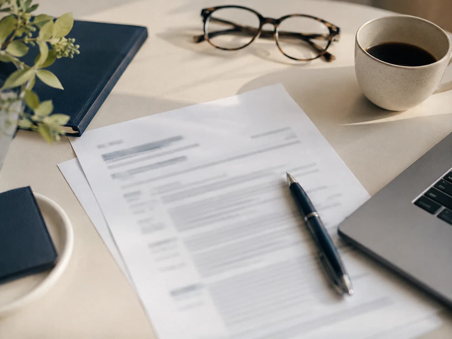 A tailored, ATS-ready résumé draft on a desk